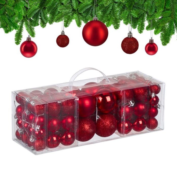 Relaxdays Set of 76 Christmas Baubles