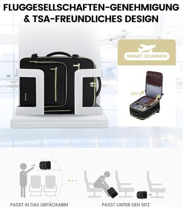 Рюкзак LOVEVOOK для ручної поклажі літака, жіночий, 40L, 45x36x20 см, для ноутбука 17 дюймів, бежевий