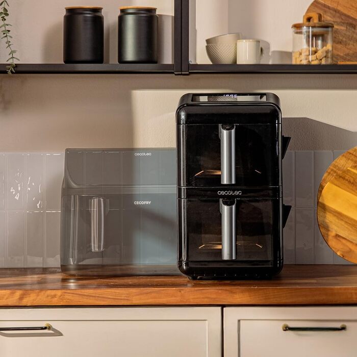 Фритюрниця Cecotec Cecofry DuoLevel 10000: 10 л, 2 контейнери, вертикальний дизайн, 10 меню, Touchscreen, чорний