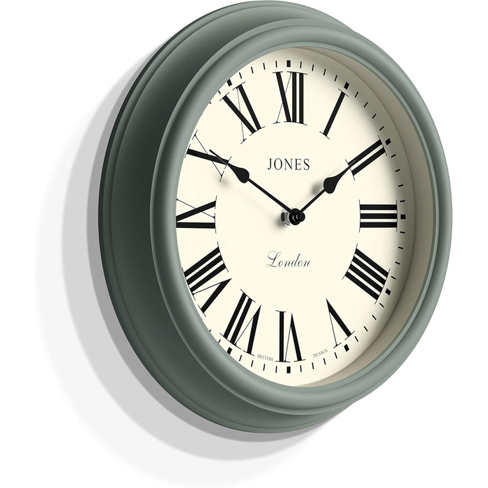 JONES CLOCKS® Venetian Wall Clock | Classic Round | 30cm | Green | Roman Numerals | Traditional design ideal for kitchen, living room, or bedroom