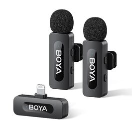 BOYA BY-V2 Бездротовий мікрофон-лапка для смартфона: iPhone, Android, USB-C, 48 КГц, 9 годин роботи, шумозаглушення
