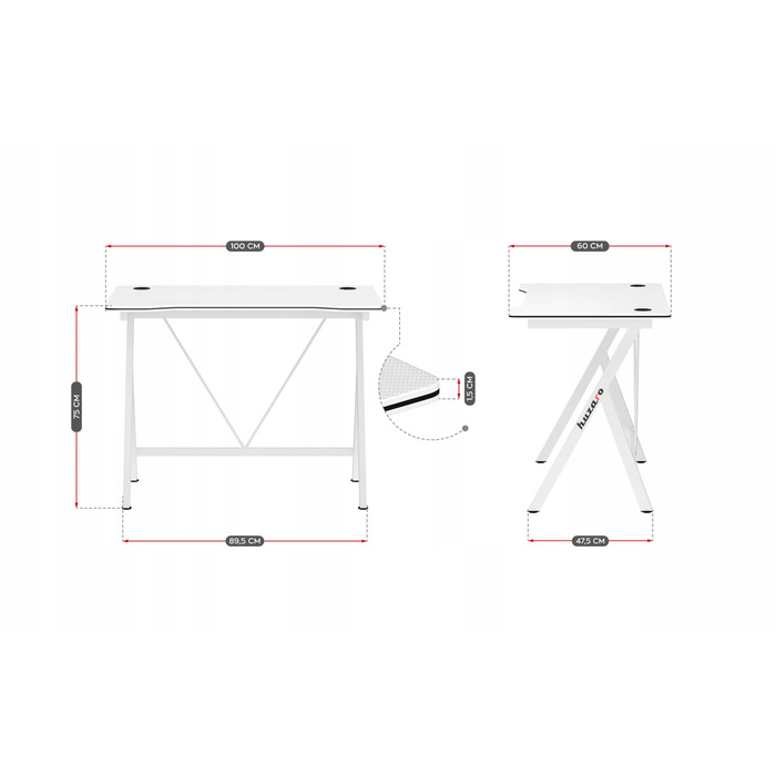 Ігровий стіл Huzaro Hero 1.4 White, 100 см