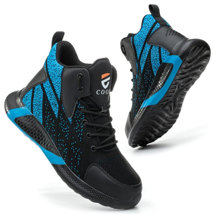 Зручні захисні черевики для чоловіків та жінок. Легкі робочі черевики з металевим носком. Дихаючі, антиковзкі, спортивного стилю. Розміри 37-46 EU. Кольори: зелений (41 EU), синій.