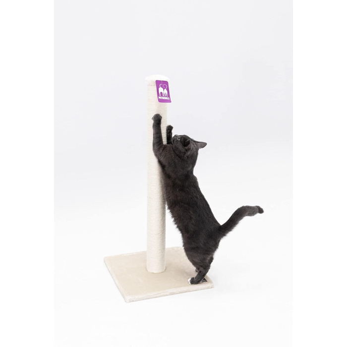 Petrebels Premium Quality Scratching Post Maine, 90 cm High, with Extra Stable Base Plate and Natural Sisal Post, 40 x 40 x 90 cm, Cream/Beige Color