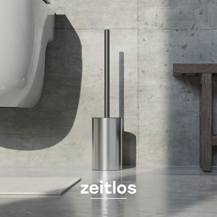 Торцева щітка для унітазу SAVEGA з нержавіючої сталі та захистом від бризок - сучасний дизайн, сріблястий колір