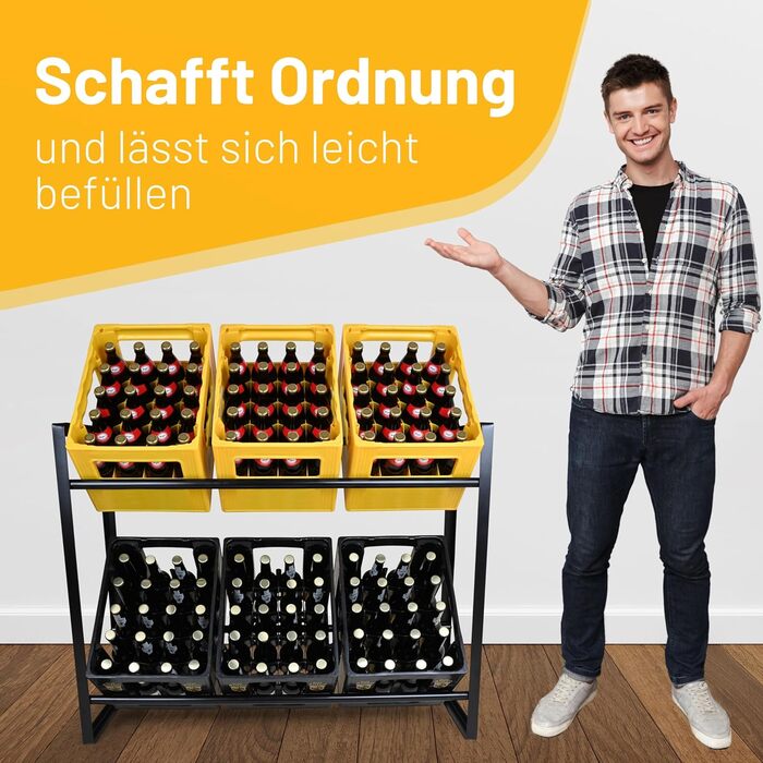 D&D Living® CRINO Beverage Crate Shelf 6 Crates | The Original Beverage Crate Shelf | Maximum Stability and Easy Assembly | Developed in Austria