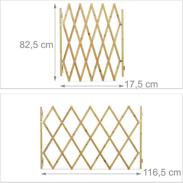 Захисний загороджувач для собак Relaxdays: сітка-гойдалка для дверей та сходів, висота 82.5 см, ширина до 116.5 см, колір натуральний