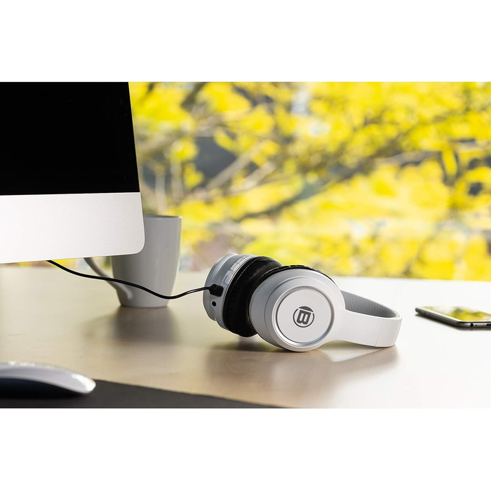 Навушники Bresser Bluetooth Over-Ear з мікрофоном для геймінгу та дзвінків, 3.5 мм, білі