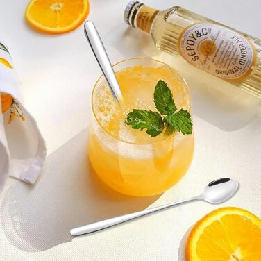 Набір ложок для лате макіато, 6 шт., 19.8 см, з нержавіючої сталі. Ідеально для кави, коктейлів, десертів та молочних напоїв