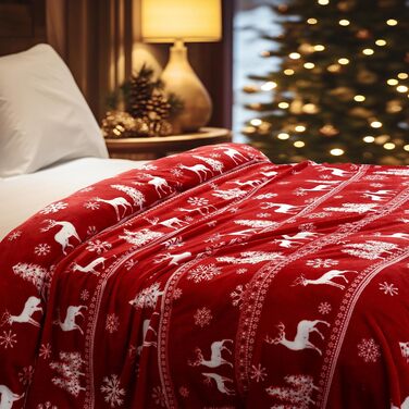 Фланелева ковдра PHF Kuscheldecke 150x200 см - м'яка, тепла, екологічна ковдра для дому, дивана, ліжка, софи. Ковдра-плед з малюнком (олені/дерева)