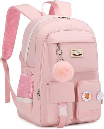 Рюкзак для дівчат Hey Yoo: стильний рюкзак для школи, коледжу, середньої та старшої школи. Рожевий колір.