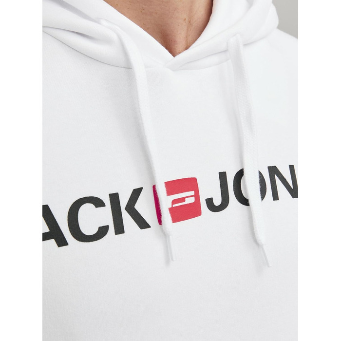 Чоловічий худі з капюшоном JACK & JONES з логотипом, білий, розмір M