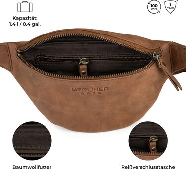 Чоловіча/жіноча сумка через плече Berliner Bags Preiu Bauchtasche - шкіряна поясна/crossbody сумка (Camel, M)