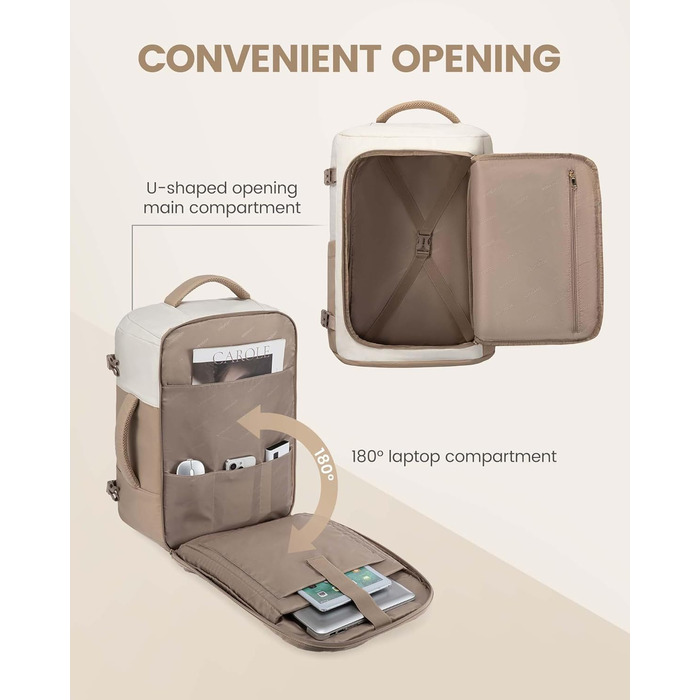 Жіночий рюкзак LOVEVOOK для подорожей, 50L, Carry On, для авіаперельотів, бізнес, школа, Weekender (17 дюймів, Хакі)