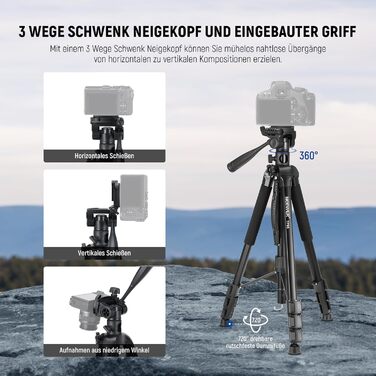 NEEWER Штатив для відеозйомки з пливним голкотримачем 72', сумісний з DJI RS Gimbal, для DSLR/Camcorder, максимальне навантаження 8кг (TP05)