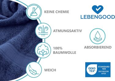 Набір рушників LEBENGOOD 10 предметів, 100% бавовна, сертифікат Oeko-TEX, м'які та гігроскопічні для ванної кімнати та гостей, колір Azulon (2 банні, 2 для рук, 4 рукавички)