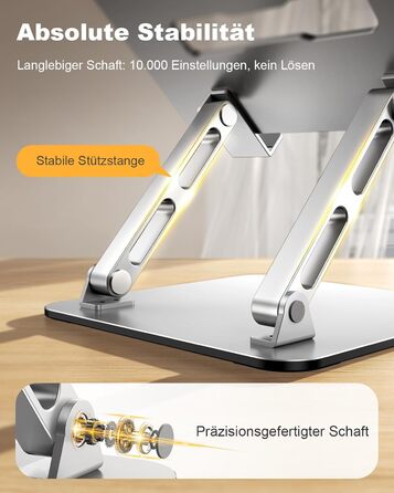 Підставка для ноутбука Babacom з охолодженням, регульована по висоті, ергономічна, складна, для MacBook Air/Pro (10-16 дюймів)