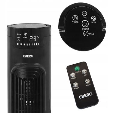 Колонний вентилятор EBERG AIRO85 XXL: безшумний підлоговий обдув з LED-дисплеєм та пультом керування