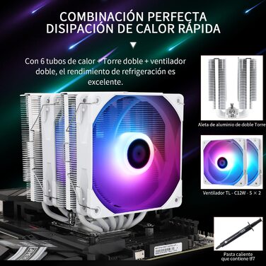 Охолоджувач CPU Thermalright Peerless Assassin 120 White ARGB: 6 теплових трубок, 2 вентилятори 120mm, підтримка AM4/AM5/LGA 1700/1150/1151/1200/2066