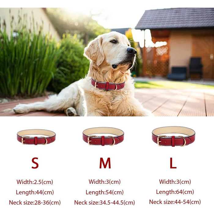 Відбиваючий поводок для собак, регульований, м'який, для малих, середніх та великих собак (довжина 46-56 см), червоний, S