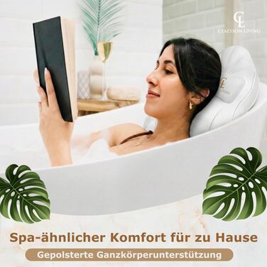 Подушка для ванни для всього тіла 126x41 см з підголовником, підтримкою для шиї, спини та ніг. Біла, тепла біла. У комплекті: мішок для прання/подорожі та гачок для сушіння.