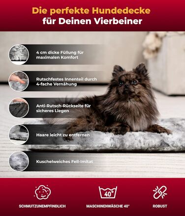 Плед для собак Преміум-якість з антиковзким покриттям (75x115 см) – М'який та Практичний – Зроблено в Німеччині