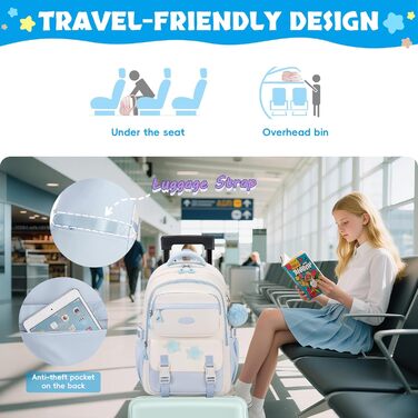 Шкільний рюкзак для дівчинки Lässig 3 в 1: рюкзак, ланчбокс, пенал. Підходить для 2-5 класів. Набір для підлітків та дітей. Колір: блакитний