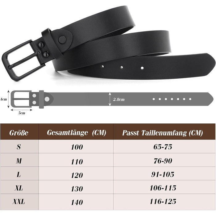 Ремень шкіряний WHIPPY жіночий/чоловічий, срібна пряжка, для джинсів та штанів, чорний (S: 65-75 см, довжина 100 см)