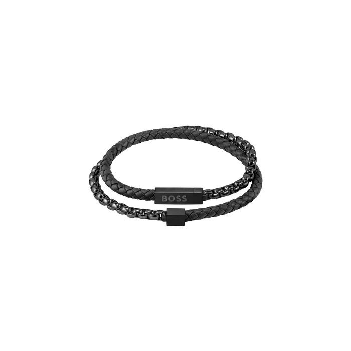 Браслет чоловічий BOSS BLENDED з нержавіючої сталі та шкіри - 1580150M