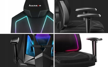 Ігрове крісло Huzaro Combat 6.2 RGB, тканина, чорне