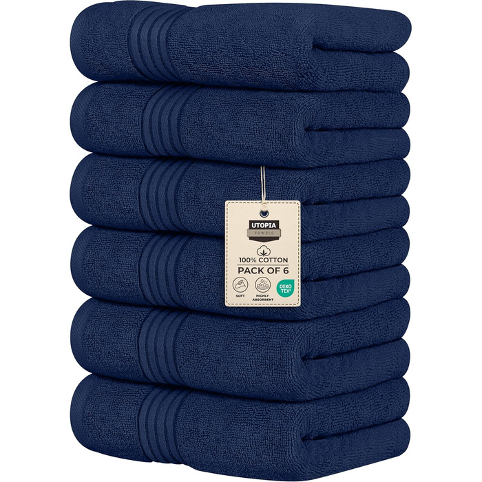 Рушники Utopia, бавовна, 700 г/м², 6 шт. (морська синь)
