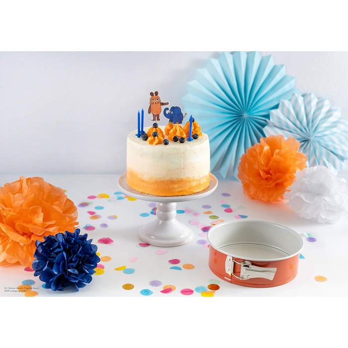 Форма для випічки Dr. Oetker DieMaus, Ø 26 см, набір 3 шт., сталевий лист, антипригарне покриття, помаранчевий/кремовий