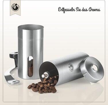 Кавомолка Coffee Fox® з нержавіючої сталі та керамічним жорном - ручна кавомолка для дому, подорожей, офісу