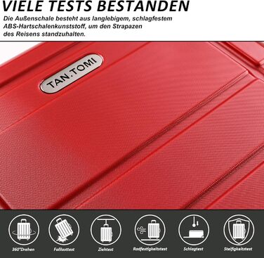 Чемодан ручної поклажі TANTOMI 20 дюймів, жорсткий корпус ABS+PC, телескопічна ручка, коліщатка 360°, замком-кодом, набір (M/L/XL), 41л, світло-темний зелений