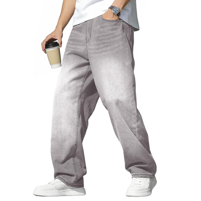Джинси чоловічі JMIERR Baggy широкі, еластичні, вінтаж Y2K, світло-сірі, 3XL
