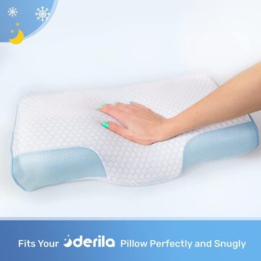 Ортопедична подушка для шиї та голови Derila з memory foam. Підходить для сну на боці, спині та животі. Оригінальна, з охолоджуючим чохлом, розмір King (60x34 см).