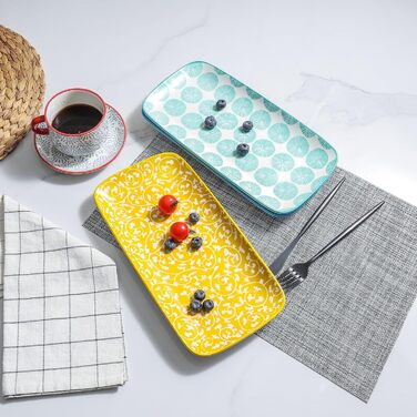 Керамічні сервіровочні тарілки Selamica, набір 6 шт, 24 x 14 x 2.5 см (різні кольори)