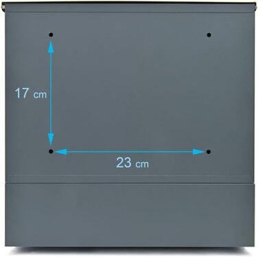 Поштовий ящик Verda з газетницею, нержавіюча сталь, антрацит, 37x37x11 см - дизайнерський вуличний ящик з вікном, ключами та табличкою для імен