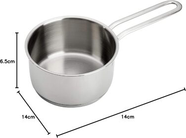 Каструля WMF Mini Stielkasserolle 14 см з нержавіючої сталі Cromargan, 0,9 л, без кришки, для невеликих порцій, Induktion