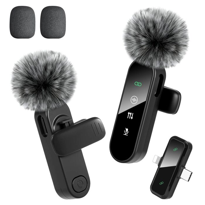 Беспроводной петличный микрофон Dual Set - Plug & Play, с автоматическим сопряжением, шумоподавлением, для iPhone, Android, USB-C устройств, YouTube, подкастов и видеосъемки