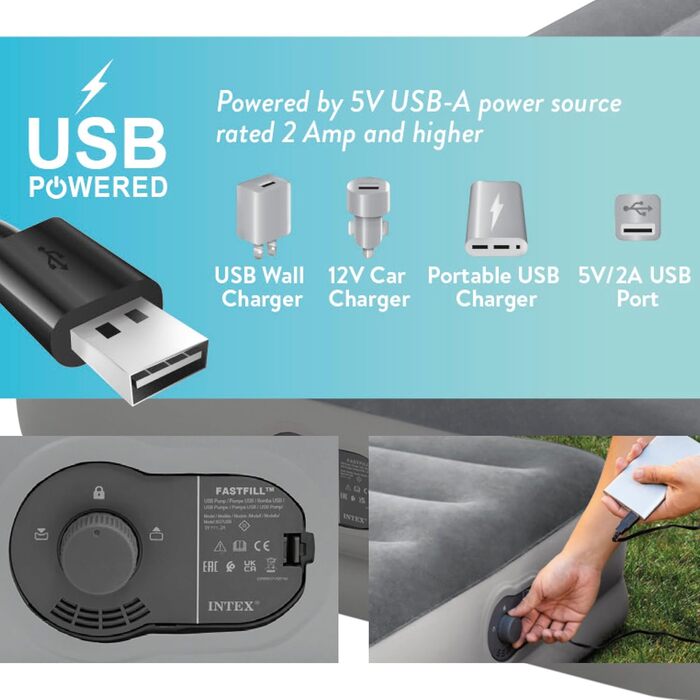 Надувний матрац Intex Twin Dura-Beam Prestige з USB-насосом, 99x191x30 см (64112) Single