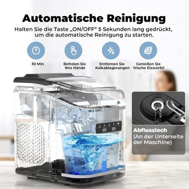 Acmeenjoy Ice Maker - Self-Cleaning Ice Machine for Kitchen, Bar, Office & Party - Makes 9 Ice Cubes in 6-8 Minutes, 12KG in 24H