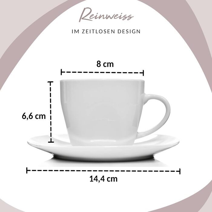 Набір кавових чашок SÄNGER Bilgola (12 шт.) з порцеляни, 150 мл, для 6 осіб, білий, преміум-якість