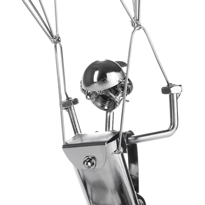 BRUBAKER Bottle Holder Parachutist - Metal Wine Bottle Holder Parachute Jump - Sculpture with Gift Card - Silver