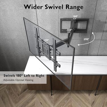 BONTEC Extra Long TV Wall Mount - 850mm Articulating Arm for 32-70 inch LCD/LED/OLED TVs - Up to 60kg, Tilt, Swivel & Rotate - VESA 400x400
