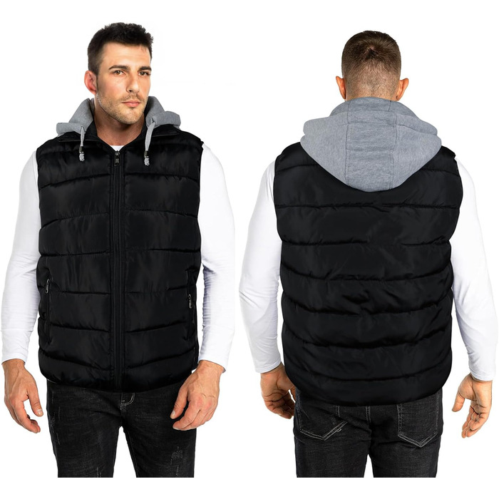 Чоловіча жилетка Steppweste з капюшоном та еластичними рукавами для активного відпочинку, чорна (M)