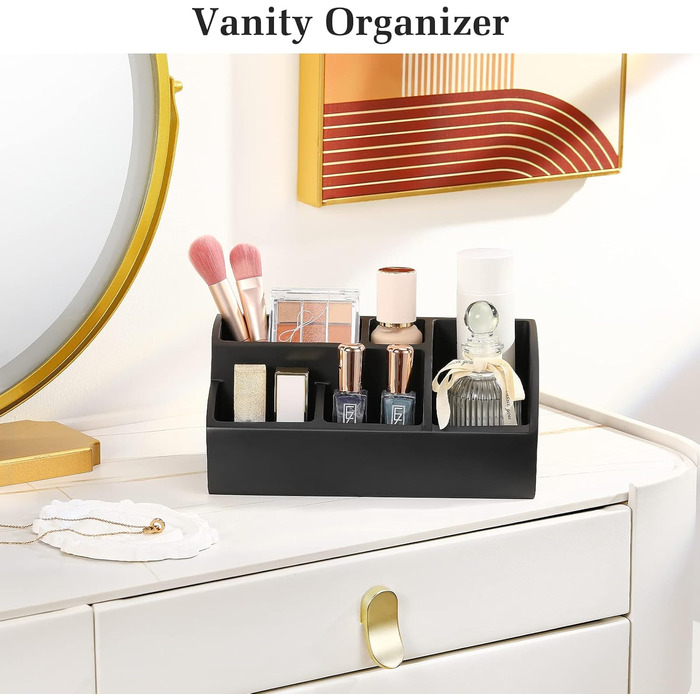 Тримач для зубних щіток Luxspire, 5 відділень, електричний, для сім'ї, велика місткість, органайзер для косметики та бритв, матовий чорний