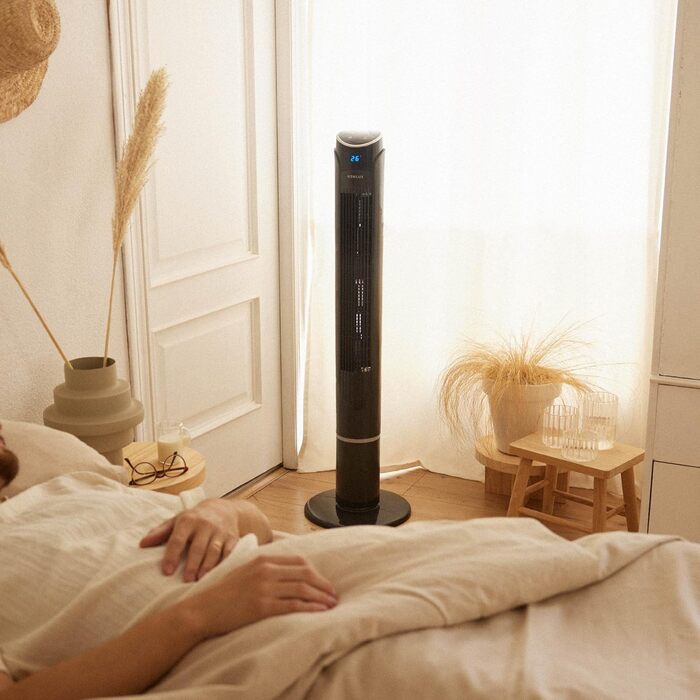 Вентилятор підлоговий Newlux W130 безлопатевий, 45W, 103.5 см, 3 режими, 70° осциляція, таймер 12h, з пультом, чорний