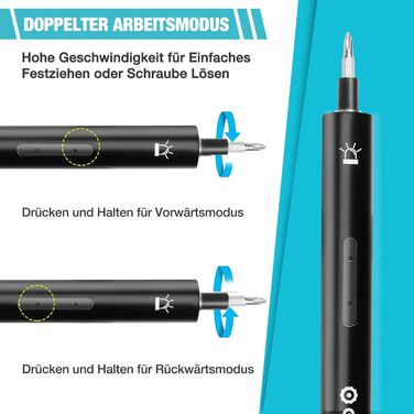 Набір електричних викруток DURATECH 50 в 1 з LED підсвіткою 3.6V для ремонту годинників, ноутбуків, окулярів та DIY