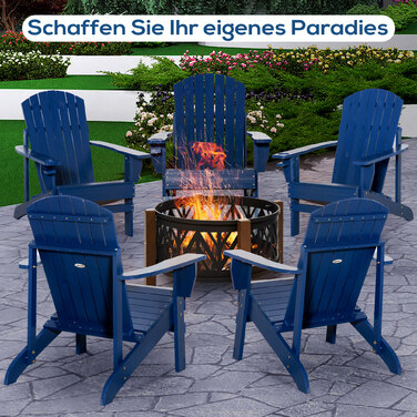 Крісло Adirondack Outsunny з підстаканником, масивне дерево, 97 x 72,5 x 93 см, синє крісло для балкону, саду та тераси